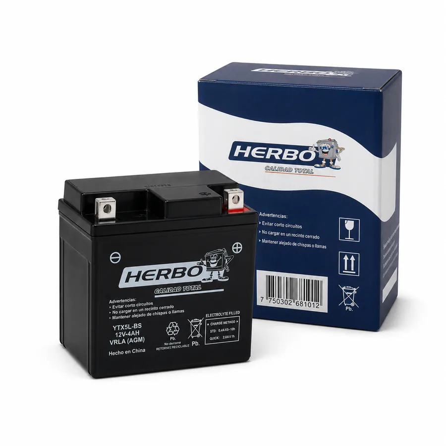 Batería para moto Herbo YTX5L-BS 12V 4Ah AGM